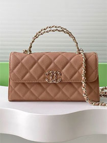 CC original grained calfskin flap phone holder AP3238 apricot