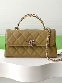 CC original grained calfskin flap phone holder AP3238 avocado