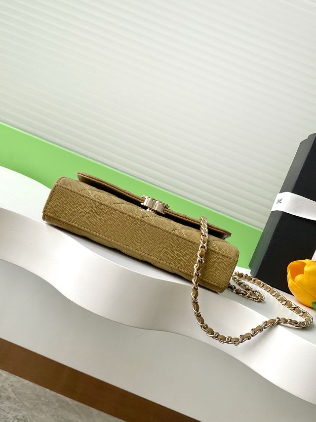 CC original grained calfskin flap phone holder AP3238 avocado