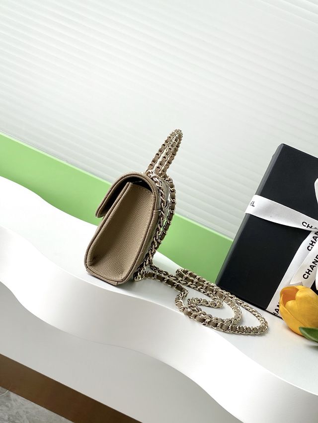 CC original grained calfskin flap phone holder AP3238 khaki