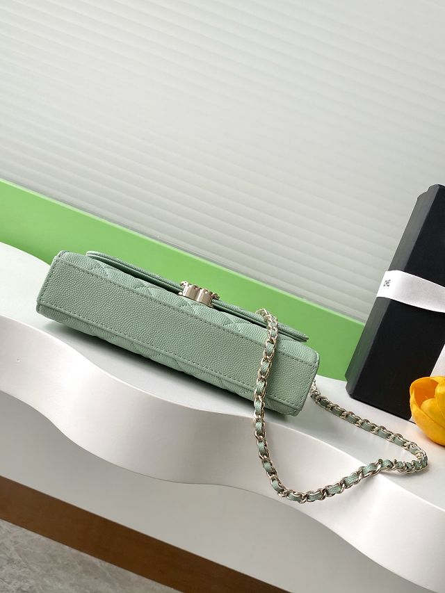 CC original grained calfskin flap phone holder AP3238 light green