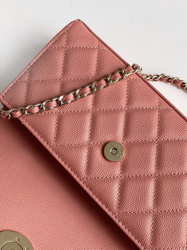 CC original grained calfskin flap phone holder AP3238 light pink