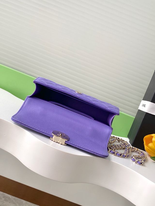 CC original grained calfskin flap phone holder AP3238 purple