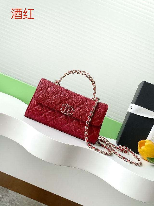 CC original grained calfskin flap phone holder AP3238 red