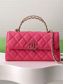 CC original grained calfskin flap phone holder AP3238 rose red