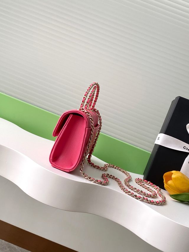 CC original grained calfskin flap phone holder AP3238 rose red