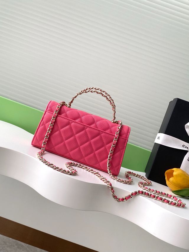 CC original grained calfskin flap phone holder AP3238 rose red