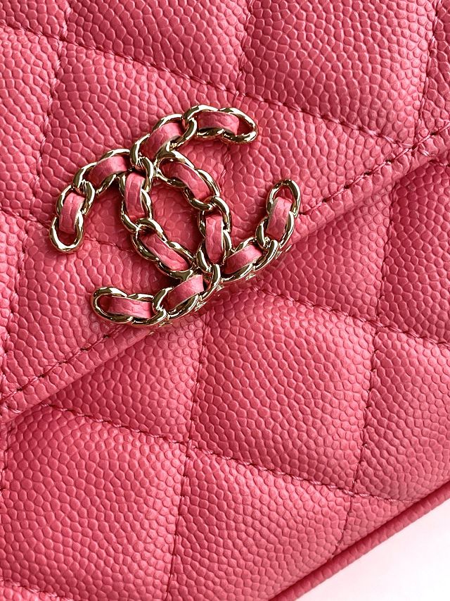 CC original grained calfskin flap phone holder AP3238 rose red