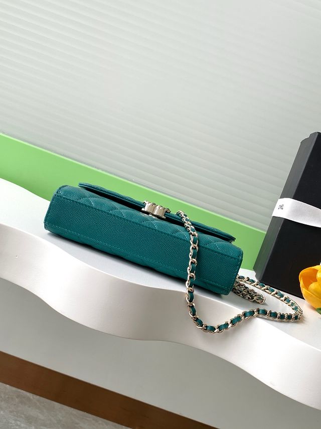 CC original grained calfskin flap phone holder AP3238 turquoise