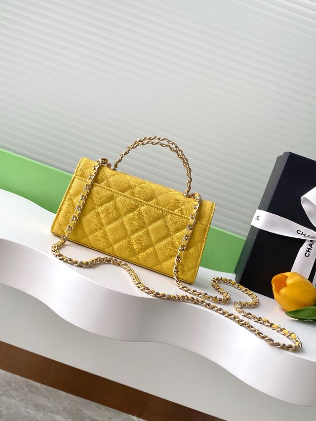 CC original grained calfskin flap phone holder AP3238 yellow