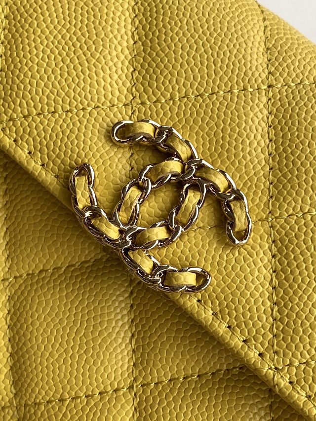 CC original grained calfskin flap phone holder AP3238 yellow