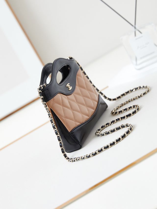 CC original lambskin nano 31 bag AS3656 black&apricot