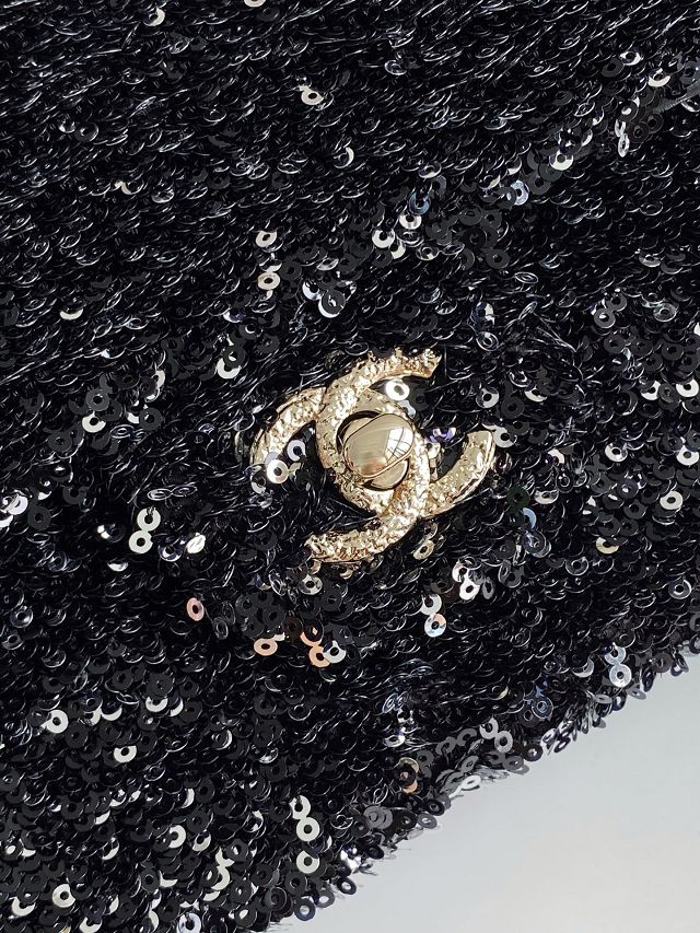 CC original sequins mini flap bag AS4561 black