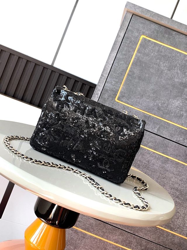 CC original sequins mini flap bag AS4561 black