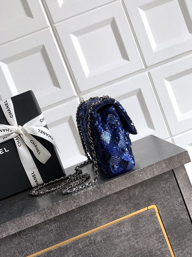 CC original sequins mini flap bag AS4561 blue