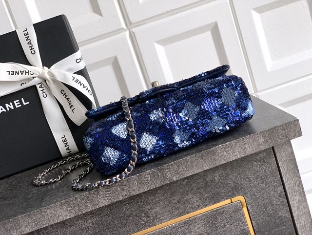 CC original sequins mini flap bag AS4561 blue