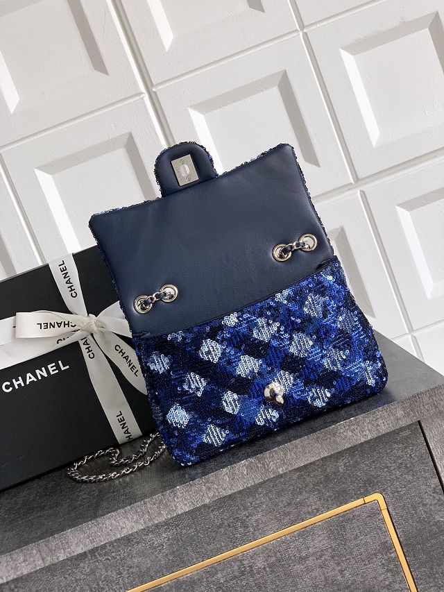 CC original sequins mini flap bag AS4561 blue