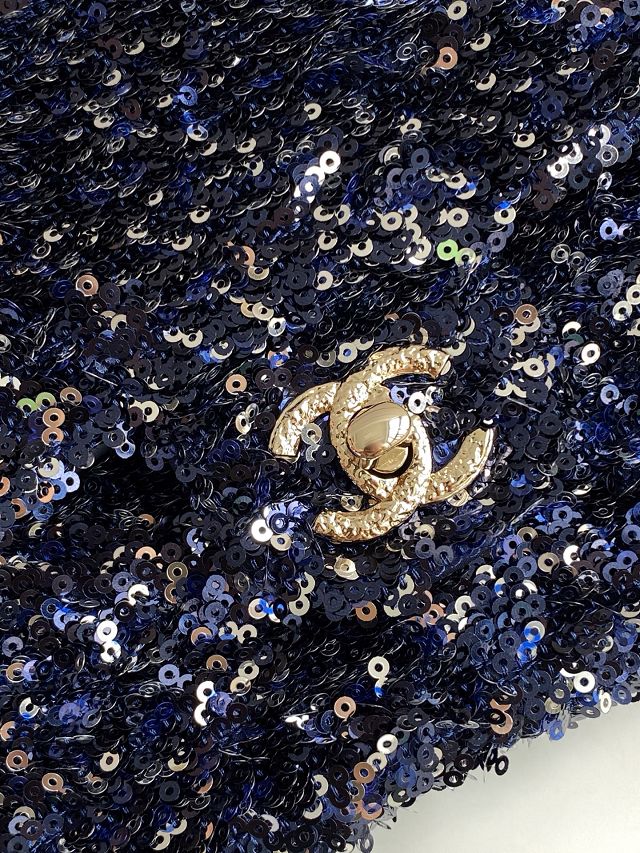 CC original sequins mini flap bag AS4561 dark blue