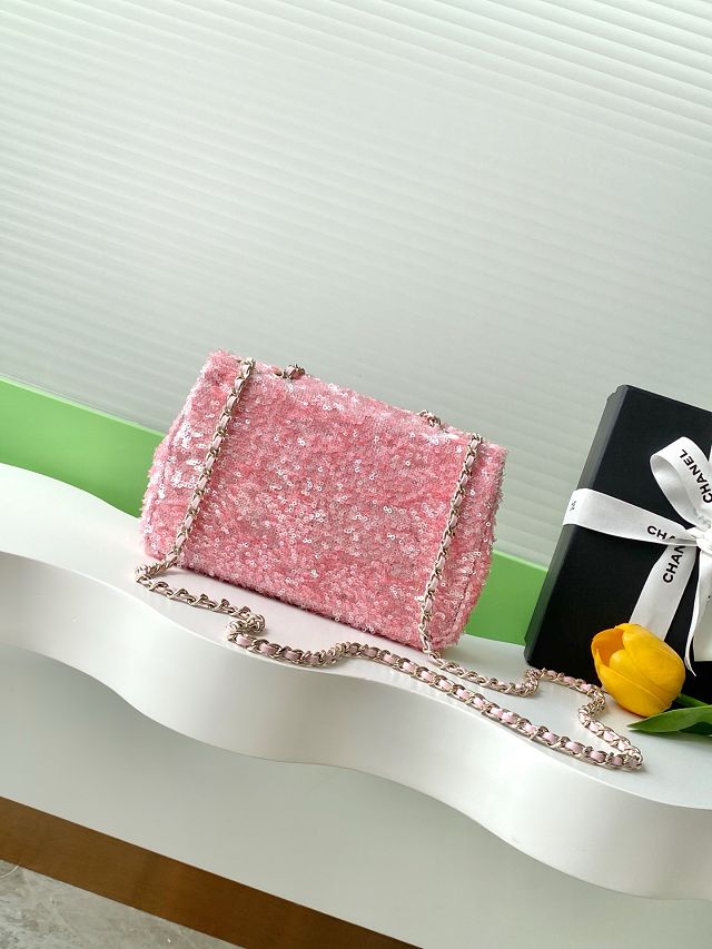 CC original sequins mini flap bag AS4561 pink