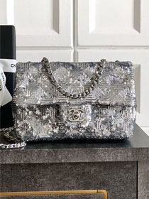 CC original sequins mini flap bag AS4561 silver