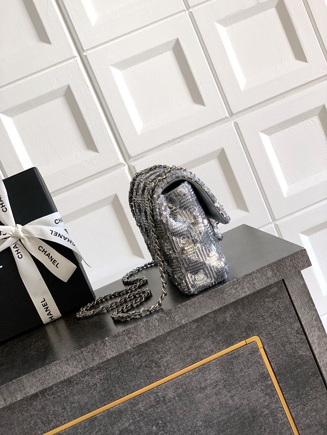 CC original sequins mini flap bag AS4561 silver