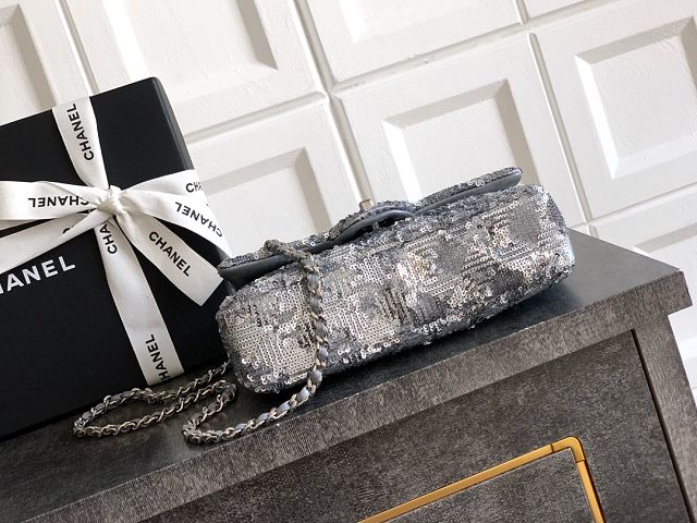 CC original sequins mini flap bag AS4561 silver