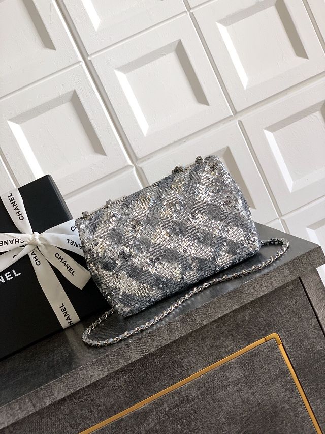 CC original sequins mini flap bag AS4561 silver