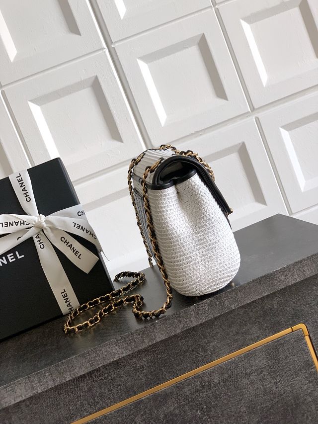 CC original tweed medium flap bag A01112 white