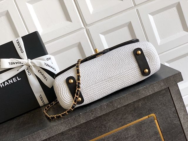 CC original tweed medium flap bag A01112 white