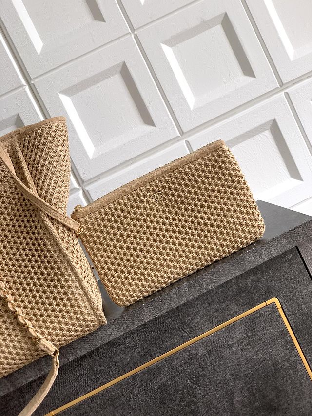 CC original tweed small shopping bag AS3351 apricot