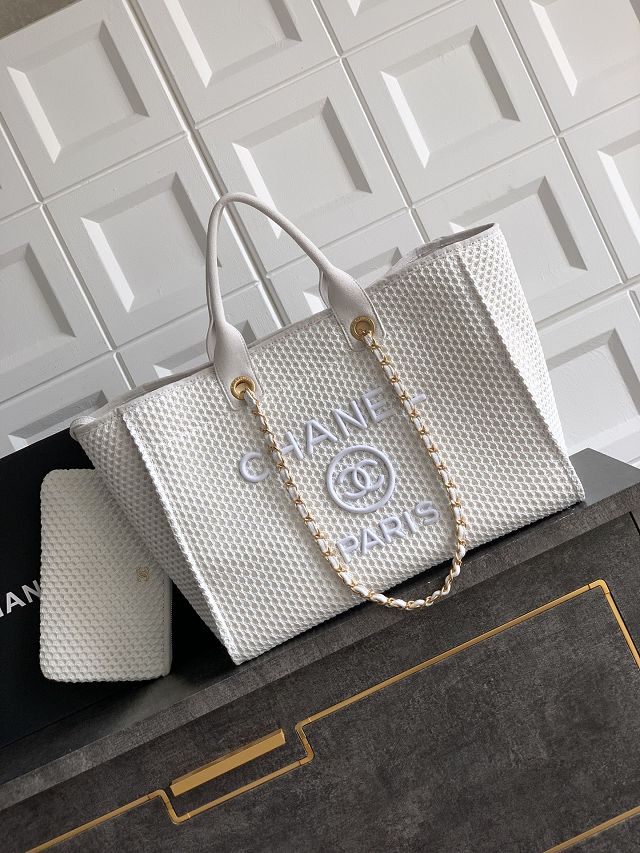 CC original tweed small shopping bag AS3351 white