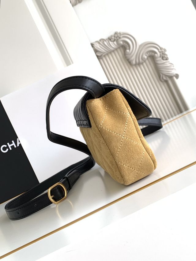 CC original suede calfskin flap phone holder AP4677 beige