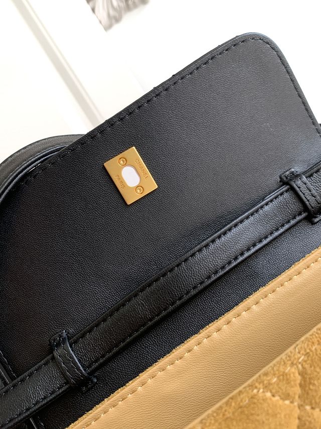 CC original suede calfskin flap phone holder AP4677 beige