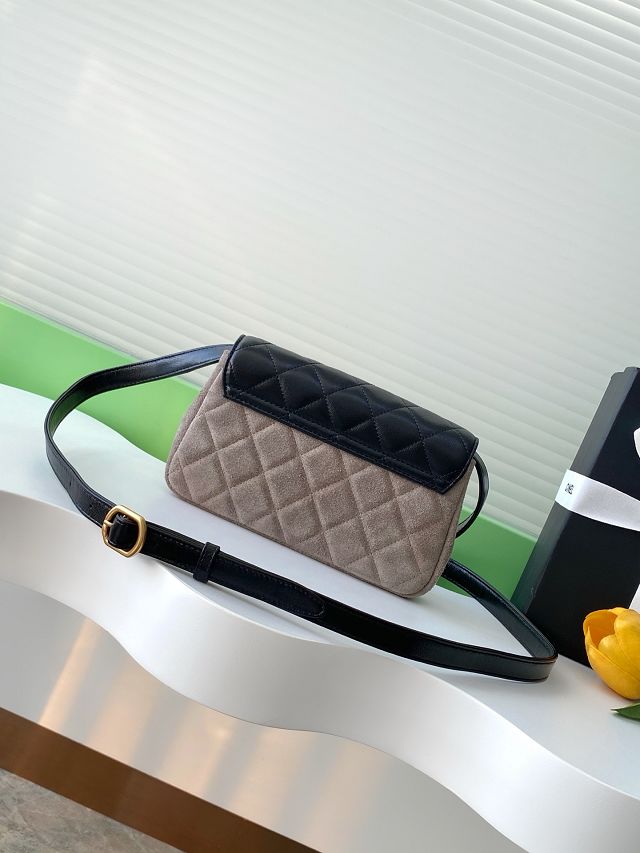 CC original suede calfskin flap phone holder AP4677 grey