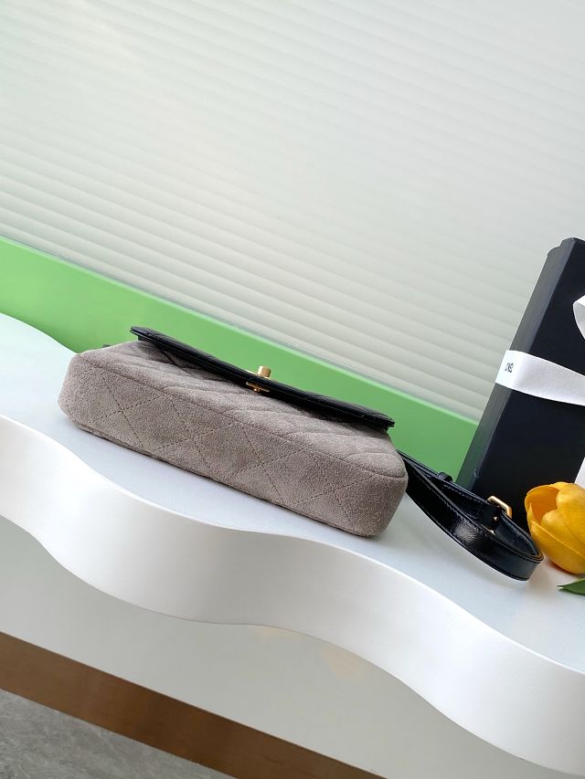 CC original suede calfskin flap phone holder AP4677 grey