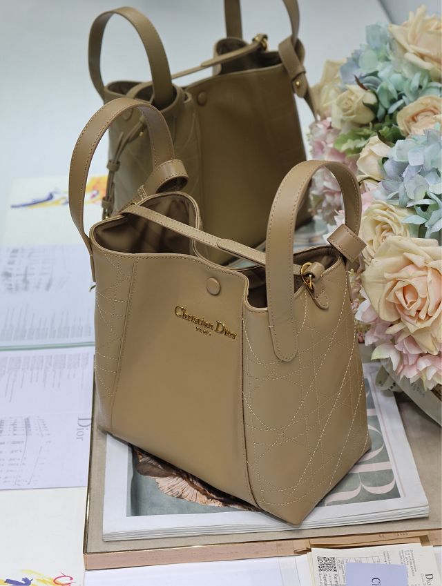 Dior original calfskin medium signature bucket bag M2841 apricot