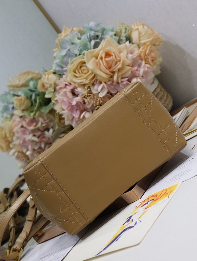 Dior original calfskin medium signature bucket bag M2841 apricot