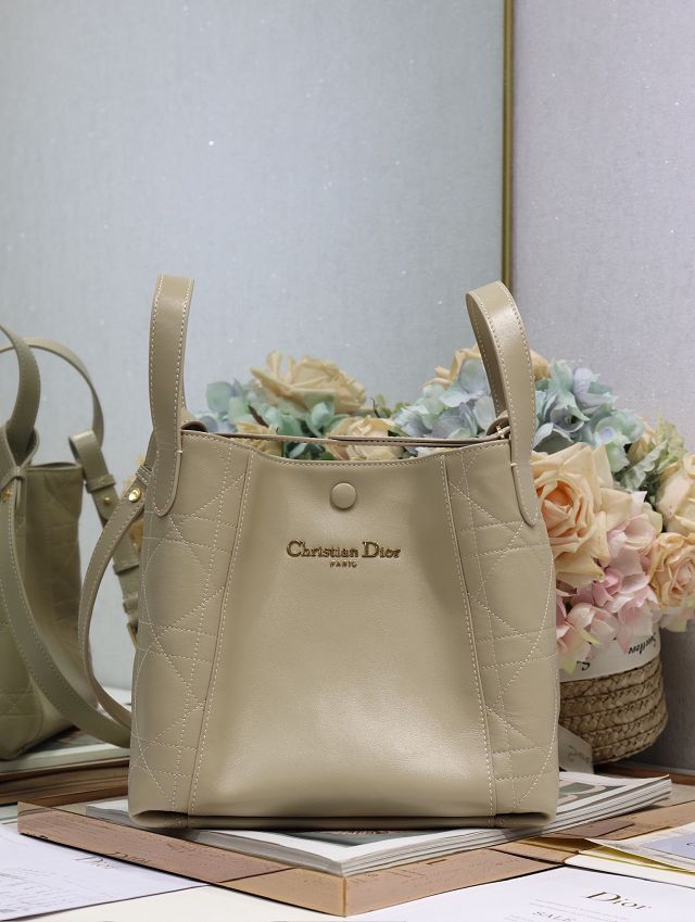 Dior original calfskin medium signature bucket bag M2841 beige