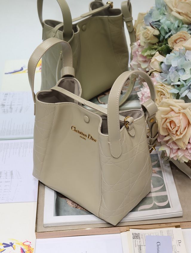 Dior original calfskin medium signature bucket bag M2841 beige