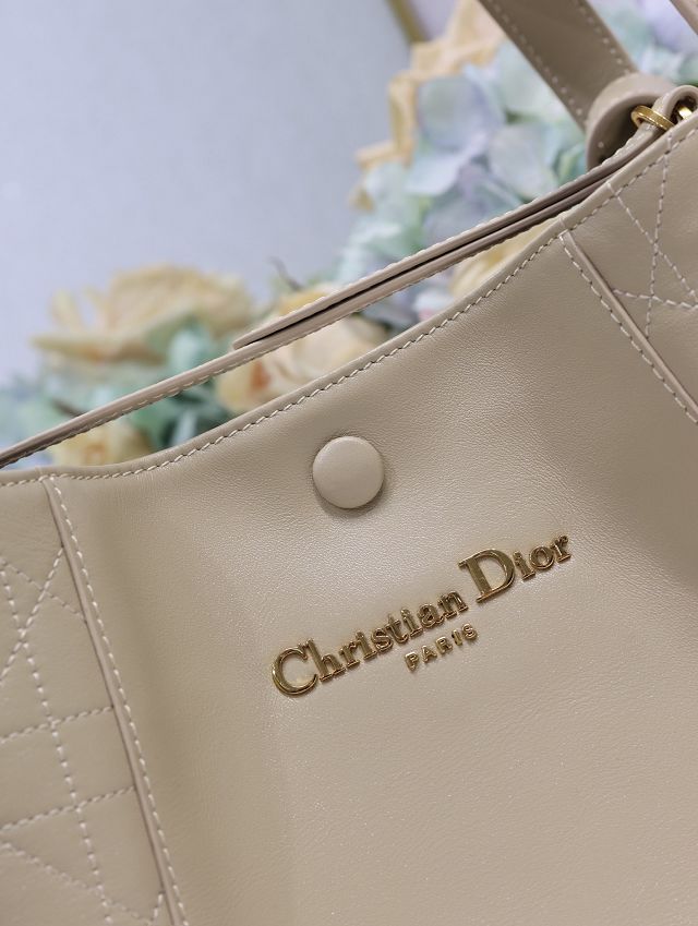 Dior original calfskin medium signature bucket bag M2841 beige