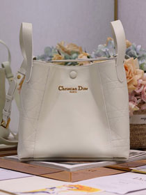 Dior original calfskin medium signature bucket bag M2841 off-white