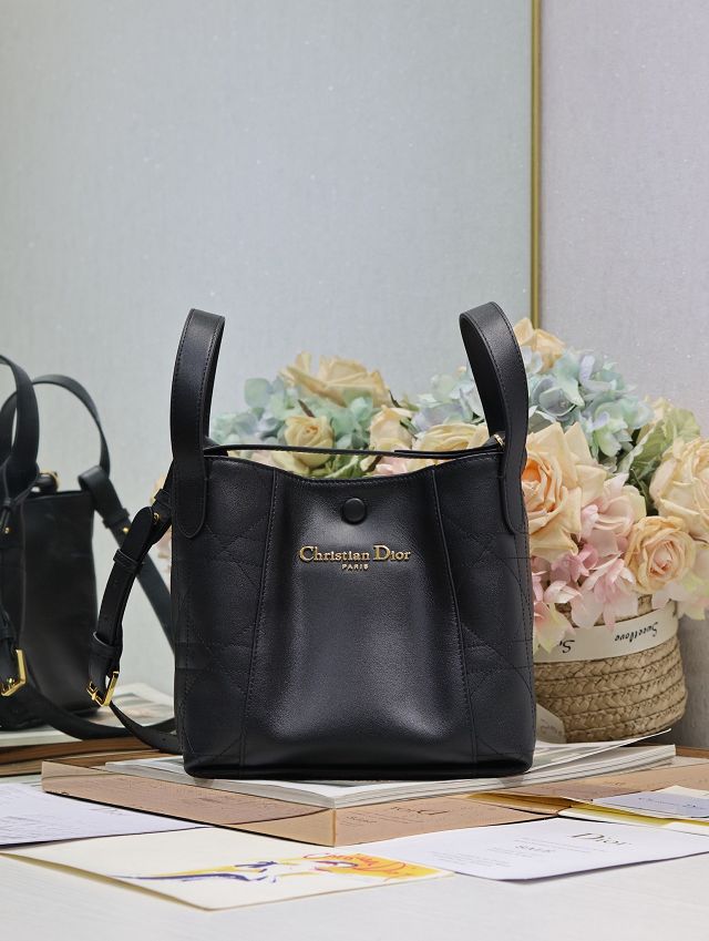 Dior original calfskin small signature bucket bag M2840 black
