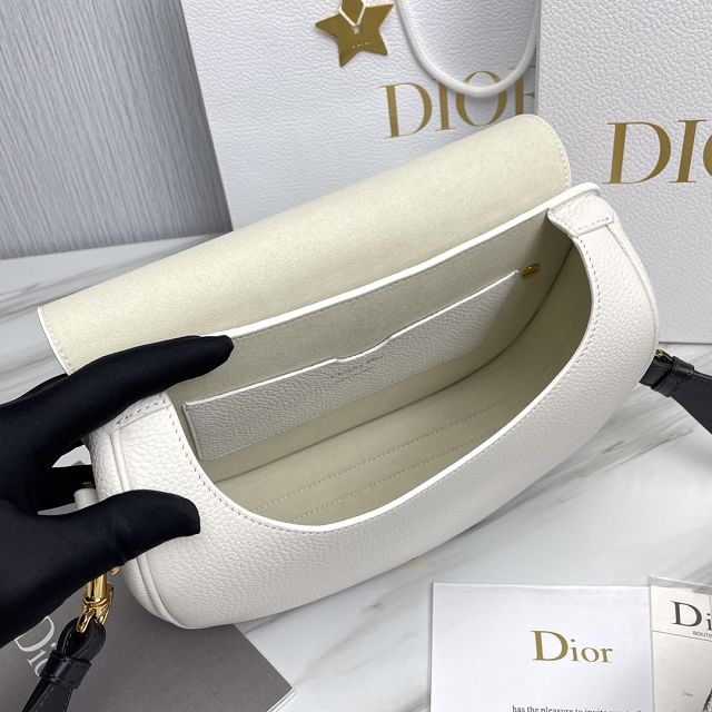 Dior original grained calfskin large bobby bag M9320 white