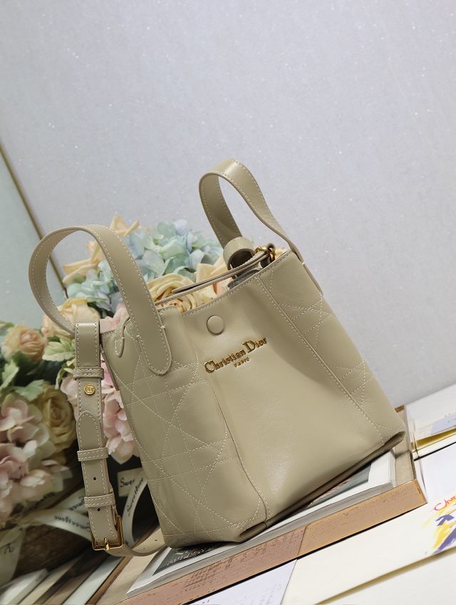 Dior original calfskin small signature bucket bag M2840 beige