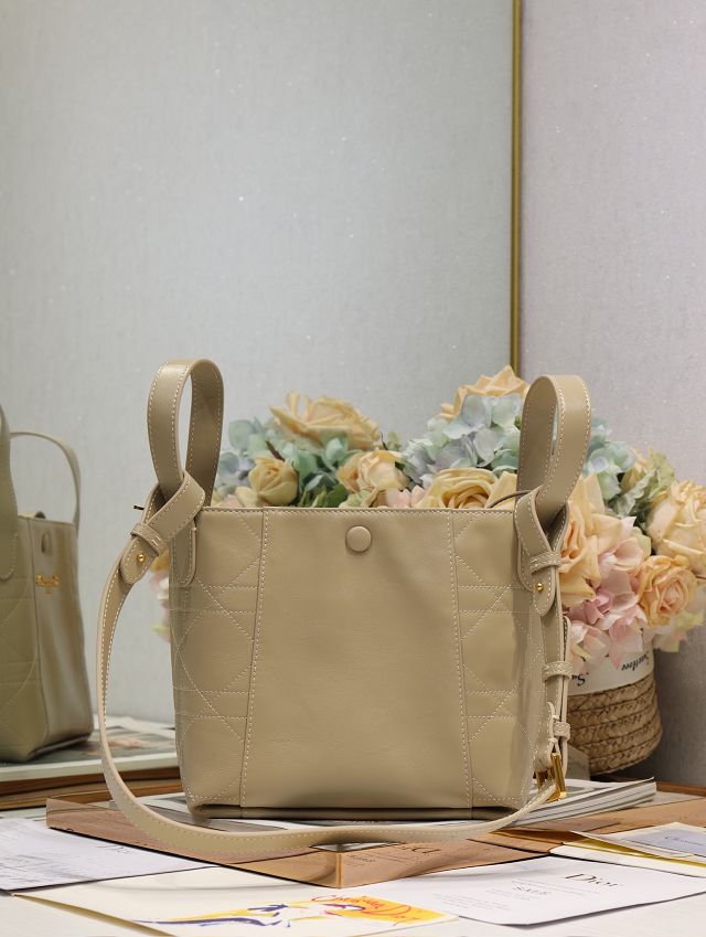 Dior original calfskin small signature bucket bag M2840 beige