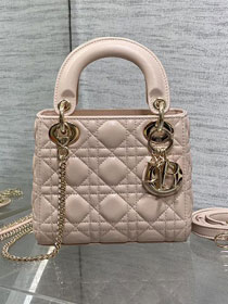 Dior original lambskin mini lady bag M0505 power beige