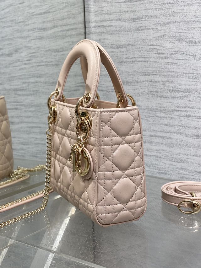 Dior original lambskin mini lady bag M0505 power beige