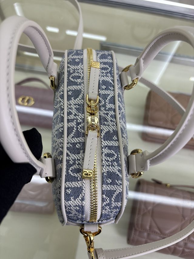 Dior original cotton mini D-vibe bowling bag S2388 blue