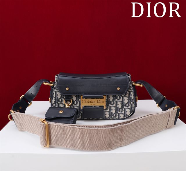 Dior original cotton&calfskin small streetchic bag M3913 blue