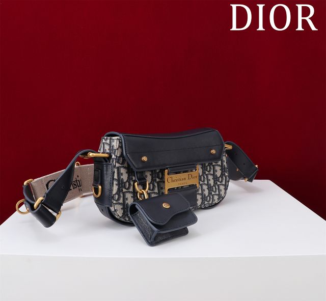 Dior original cotton&calfskin small streetchic bag M3913 blue